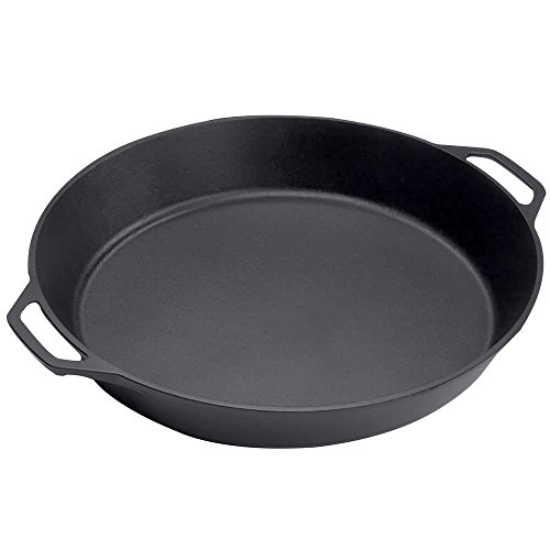 Lodge Seasoned Cast Iron Skillet with 2 Loop Handles - 17 Inch Ergonomic Frying Pan