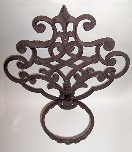 &quotabc Products&quot - Heavy Cast Iron - Wall Mount - With Elegant Scroll Work - Flower Pot - Fold-up Hanger bronze