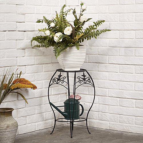 Amagabeli Classic Iron Arts 2 Layers Flowers Vase Stand Planter Pot Rack Planters Holder Flower Pot Rack 20&quot