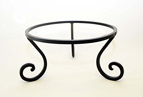 Wrought Iron Pot Stand-8 Inches Tall x 16 Inches Inside Diameter of the Ring Half Inch Thick Square Iron Painted Bronze