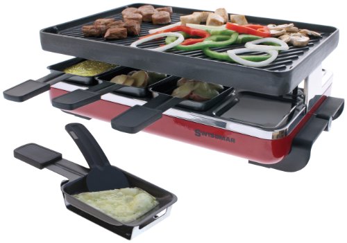 Swissmar Kf-77046 Classic 8 Person Raclette With Reversible Cast Iron Grillgriddle Plate Red