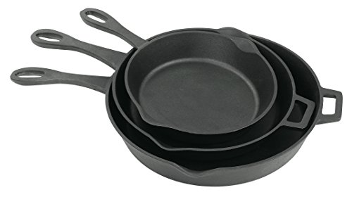 Bayou Classic 7405 3 Piece Cast Iron Skillet Set 10&quot12&quot14&quot