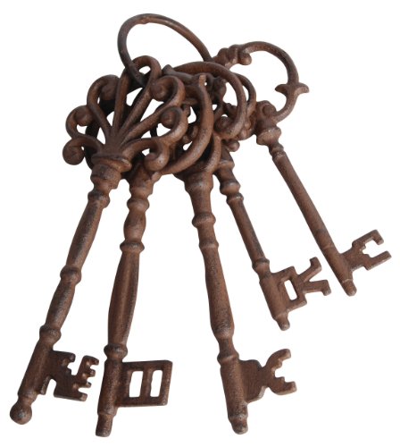 Esschert Design Db63 Set Of Large Cast Iron Keys On Ring