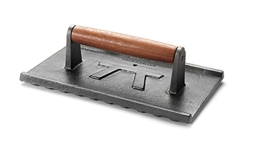 Outset Q111 Rectangular-shaped Cast-iron Grill Press With Rosewood Handle