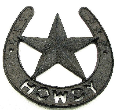 SET 3 Cast Iron HORSESHOE HOWDY WALL PLAQUE Mounted Wall Hanging Western Decor