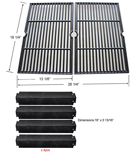 Charbroil Gas Grill Replacement Rebuild Kit-Porcelain Coated Cast Iron Cooking Grill Grates and Porcelain Steel Heat Plates
