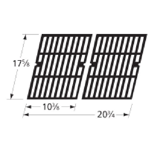 Music City Metals 69762 Gloss Cast Iron Cooking Grid Replacement For Gas Grill Model Brinkmann 810-9200-0 Set