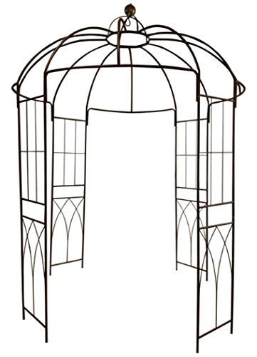 OUTOUR French Style Birdcage Shape Heavy Duty Gazebo9Highx 66WidePergola Pavilion Arch Arbor Arbour Plants Stand Rack for Wedding Outdoor Garden Lawn Backyard PatioClimbing VinesRosesDark Rust