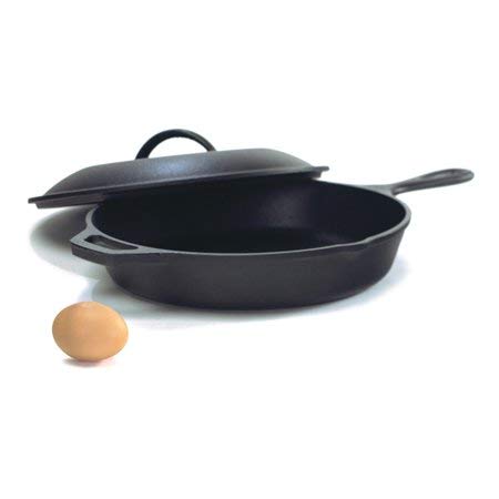 Lodge Seasoned Cast Iron Skillet with Cast Iron Lid 12 Inch - Cast Iron Frying Pan With Lid Set