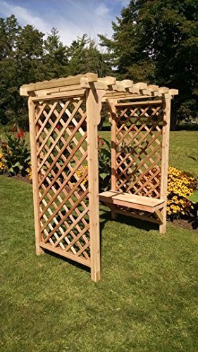Amish-Made Covington Style Cedar Arbor with Bench - 4 Wide Walkthrough Unfinished
