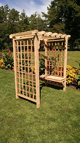 Amish-Made Lexington Style Cedar Arbor with Bench - 4 Wide Walkthrough Unfinished