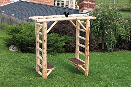 Cedar Log and Reclaimed Barn Wood SECRET GARDEN ARBOR with Benches - Gold Stain