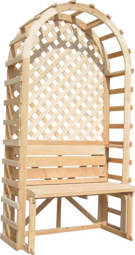 SamsGazebos English Cottage Garden Arbor with Bench and Trellis Backdrop 42W x 80H x 22L Natural