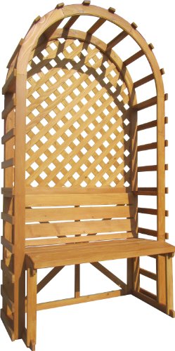 SamsGazebos English Cottage Garden Style Wood Arbor with Bench and Trellis Backdrop 42W x 80H x 22L Waterproofed Made in USA