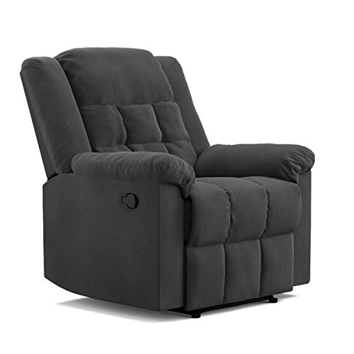 Glider Chair Transitional Style Prolounger Black Pebbles Suede Wall Hugger Glider Recliner Flat Wingback Chair