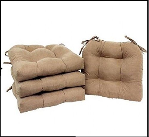 Microfiber Faux Suede Chair Cushion Pillow Top Patio Reversible 4 Brown Stone po455k5u 7rk-b28783