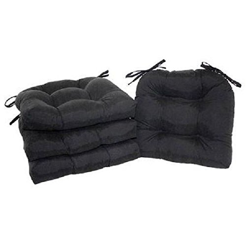 Microfiber Faux Suede Chair Cushion Pillow Top Patio Reversible Deck 4 Black Pad po455k5u 7rk-b28788