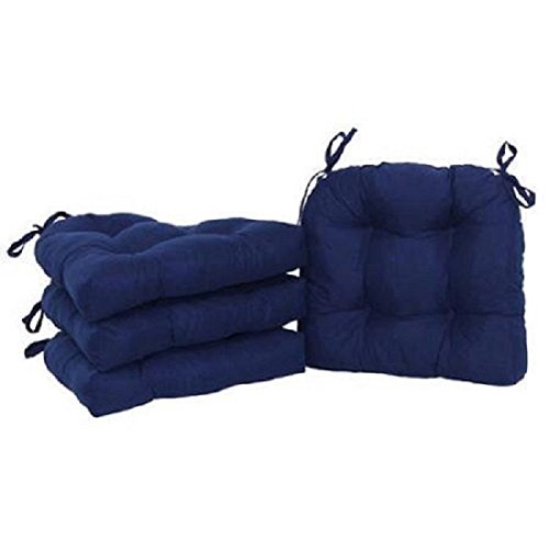 Microfiber Faux Suede Chair Cushion Pillow Top Patio Reversible Deck 4 Blue Pad po455k5u 7rk-b28789