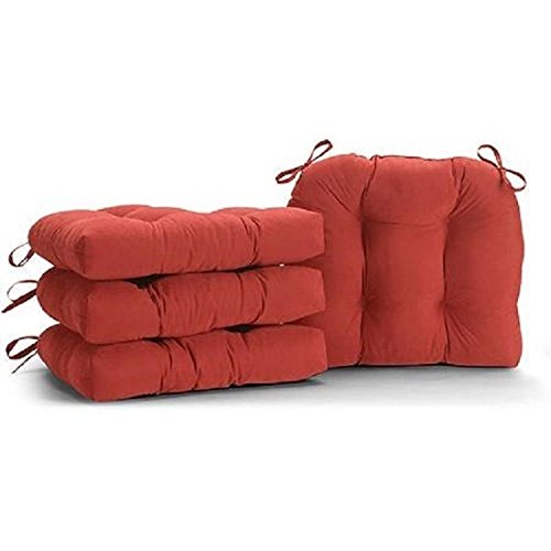Microfiber Faux Suede Chair Cushion Pillow Top Patio Reversible Deck 4 Red Pad po455k5u 7rk-b28786