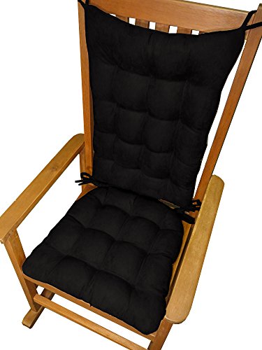 Rocking Chair Cushions - Microsuede Black Micro Fiber Ultra Suede - Standard - Reversible Latex Foam Fill - Made