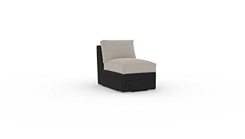 Tuscan Sectional Middle Slipper Chair 1pc Cast Ash Sunbrella Fabric Deep Seating Garden Outdoor Patio All-weather Furniture PE Rattan