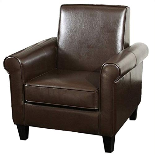 BOWERY HILL Leather Club Chair in Brown