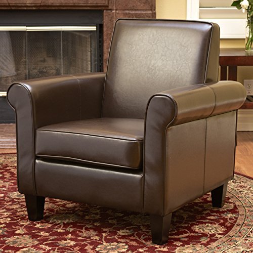 Christopher Knight Home Freemont Leather Club Chair Chocolate Brown