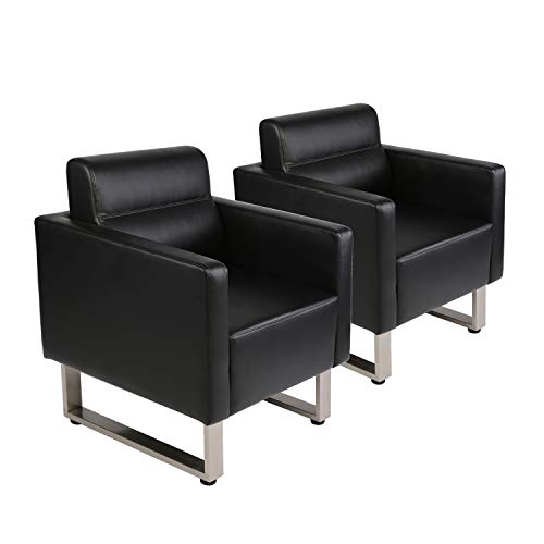 Dporticus Modern PU Leather Club Collection Occasional Chair Home Arm Chair Sofa Seat Furniture wCushion Black