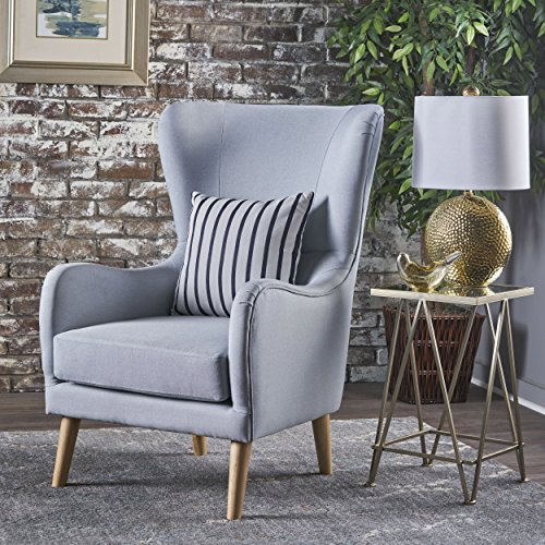 Christopher Knight Home Sandra Wingback Fabric Club Chair Light GreyNatural