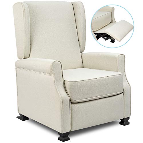 Homall Fabric Recliner Chair Modern Wingback Single Sofa Medieval Living Room Arm Chair Home Theater Seating Push Back Club Chair Reclining Beige