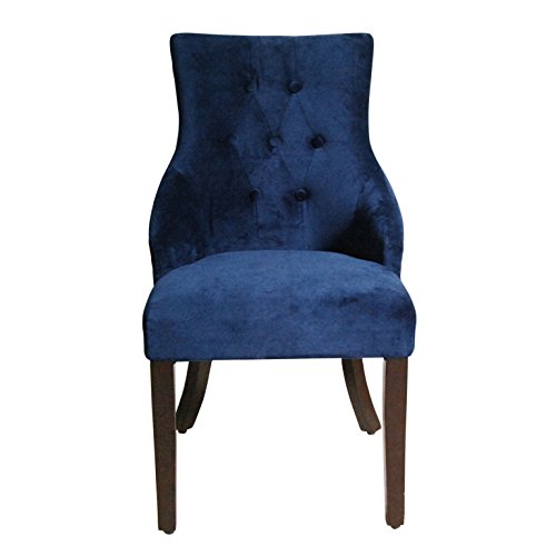 HomePop Velvet Tufted Wingback Accent Dining Chair Navy
