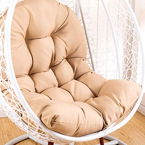 ZMIN Basket Swing Chair Pads Thicken Removable Egg Nest Chair Cushion Cover Waterproof Replacement Wicker Rattan Hanging Hammock Cushion Without Stand-Khaki Cushion