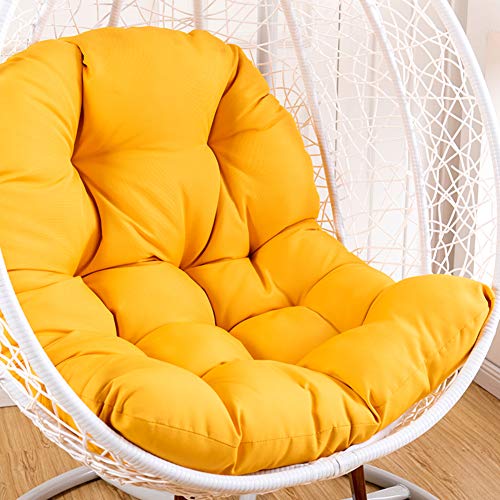 ZMIN Basket Swing Chair Pads Thicken Removable Egg Nest Chair Cushion Cover Waterproof Replacement Wicker Rattan Hanging Hammock Cushion Without Stand-Yellow Cushion