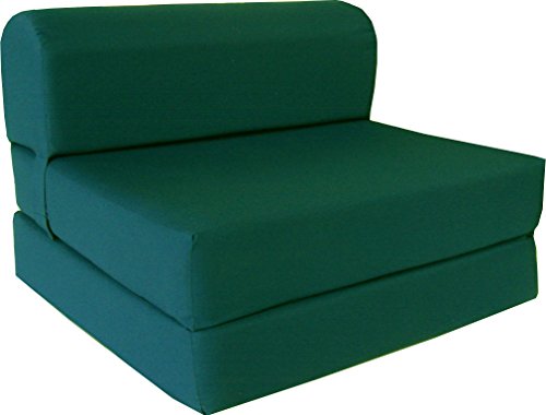D&D Futon Furniture 6 Thick X 36 Wide X 70 Long Twin Size Hunter Green Sleeper Chair Folding Foam Bed 18lbs Density Studio Guest Foldable Chair Beds Foam Sofa Couch