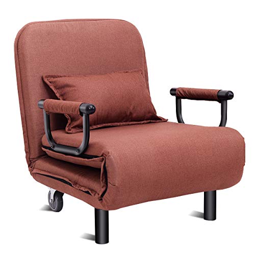 Giantex 265 Convertible Sofa Bed Folding Arm Chair Sleeper Leisure Recliner Lounge Couch Coffee