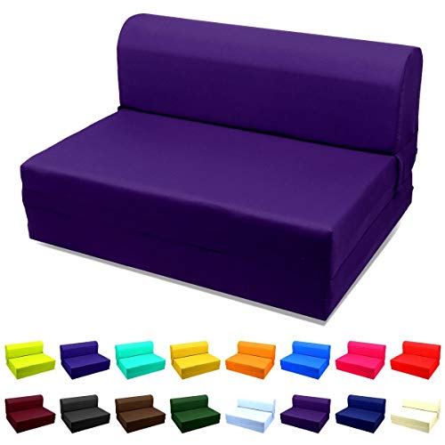 Magshion Futon Furniture Sleeper Chair Folding Foam Bed Choose Color Sized SingleTwin or Full Single 5x23x70 Purple