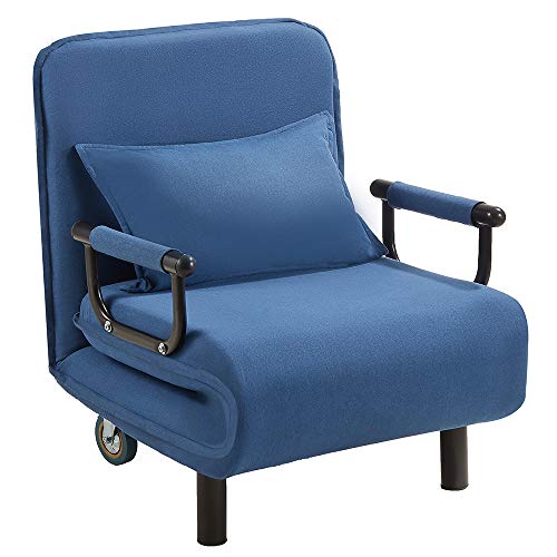 Sofa Bed Recliner Arm Chair Convertible Arm Chair Recliner Sofa Bed Couch 5 Position Folding Sleeper Arm Chair Recliner Bed Chair Lounger Chaise Armchair with 2 Lockable Casters