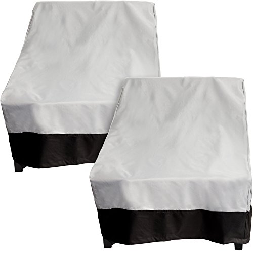 2 Pack Deep Chair Patio Cover - Outdoor Furniture Cover Grey w Black Trim