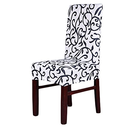 Shopline Paddy Stretch Short Removable Chair Cover for Dining Room Office Stool White&Black