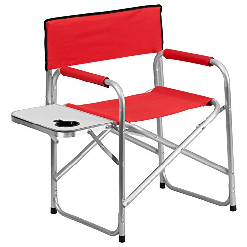 Aluminum Folding Camping Chair With Table And Drink Holder In Red
