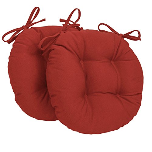Blazing Needles Solid Twill Round Tufted Chair Cushions (set Of 2), 16", Ruby Red