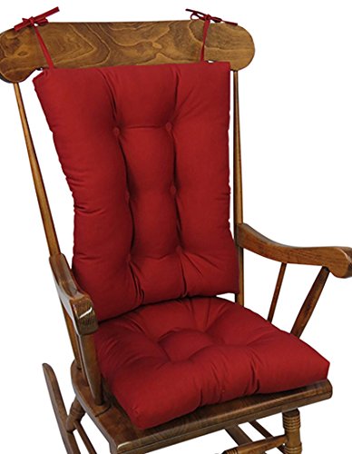 The Gripper Non-slip Twill Jumbo Rocking Chair Cushions, Red