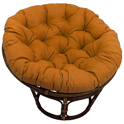 42-inch Bali Rattan Papasan Chair With Cushion - Solid Outdoor Fabric Tangerine Dream