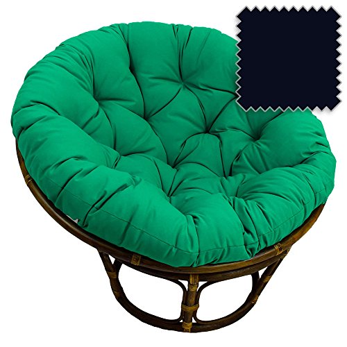 42-inch Bali Rattan Papasan Chair With Cushion - Solid Twill Fabric Navy Blue