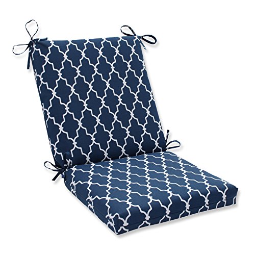 Pillow Perfect OutdoorIndoor Garden Gate Squared Corners Chair Cushion Navy