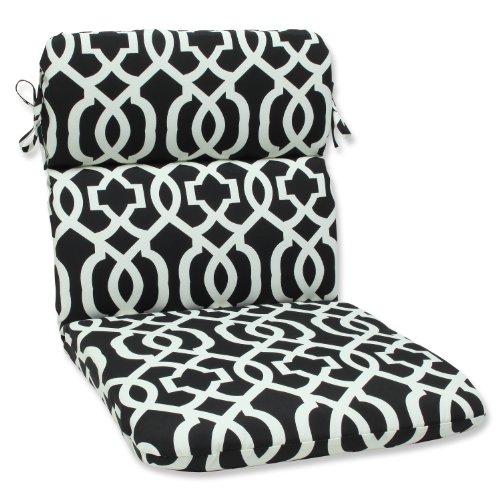 Pillow Perfect Outdoor New Geo Rounded Corners Chair Cushion Blackwhite