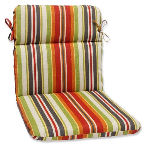 Pillow Perfect Outdoor Roxen Stripe Citrus Rounded Corners Chair Cushion