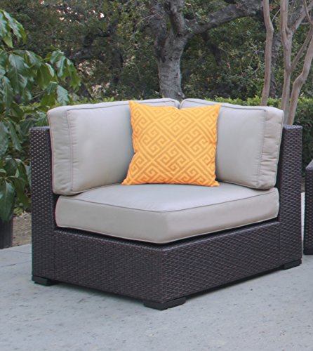Serta Outdoor Collection Armless Corner Chair With Thick 6 Inch Cushions Beigedark Brown