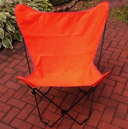 Retro Folding Butterfly Chair And Tangelo Orange Cover With Black Frame