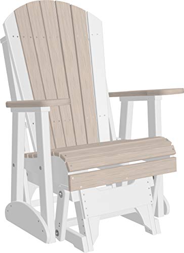 Furniture Barn USA Outdoor Adirondack Swivel Glider Chair - Birch and White Poly Lumber - Recycled Plastic